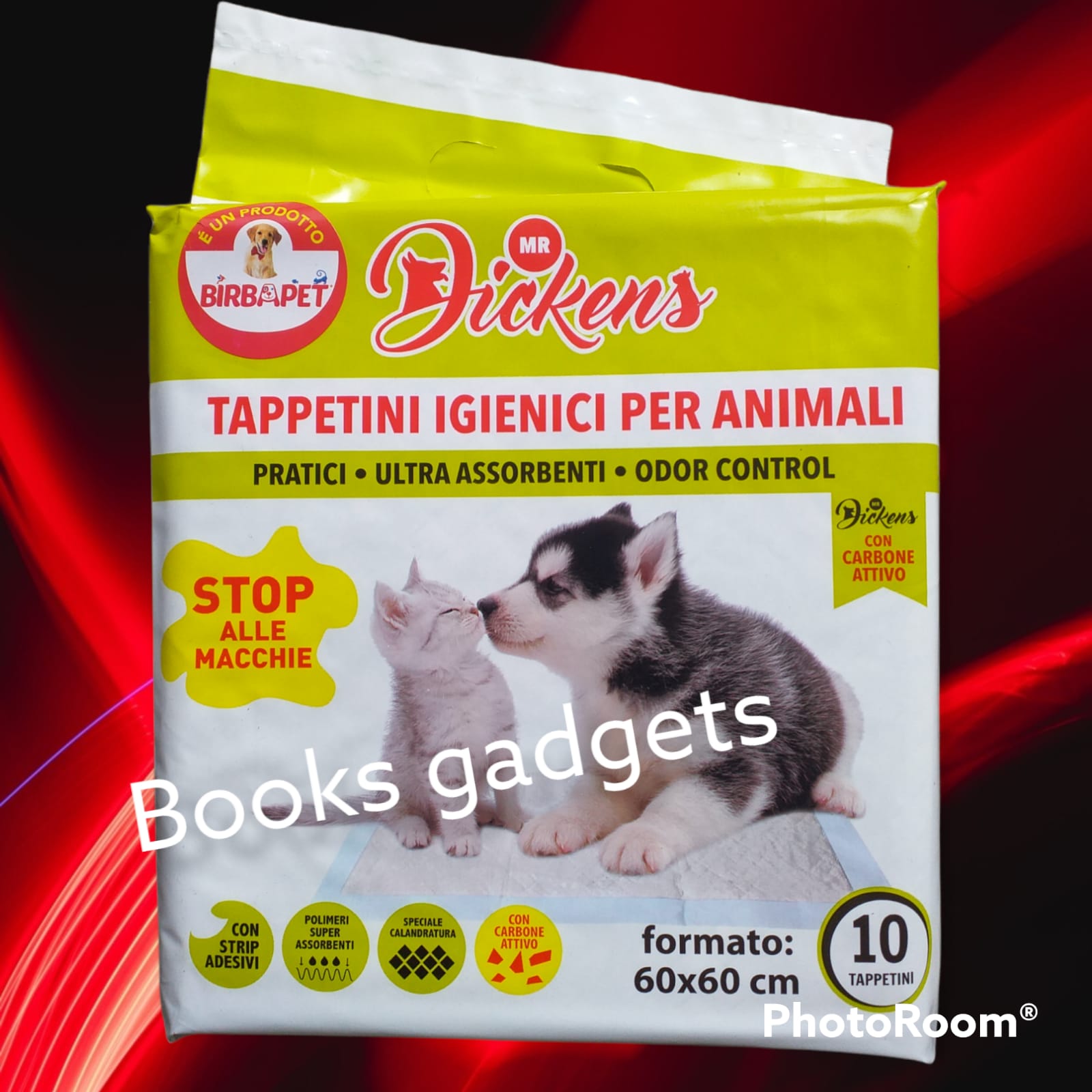 1 Conf. (10 Tappetini) Mr Dickens Tappetino per Animali Carbone Attivo 60x60cm