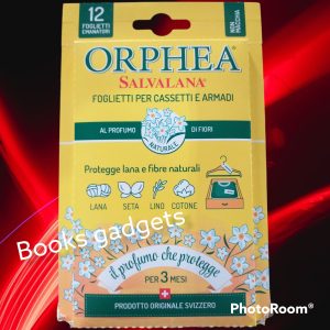 9 Conf. Orphea Salvalana (108 Foglietti ) Profumati per Cassetti Armadi Biancheria al Profumo di Fiori Protegge Lana Seta Lino Cotone