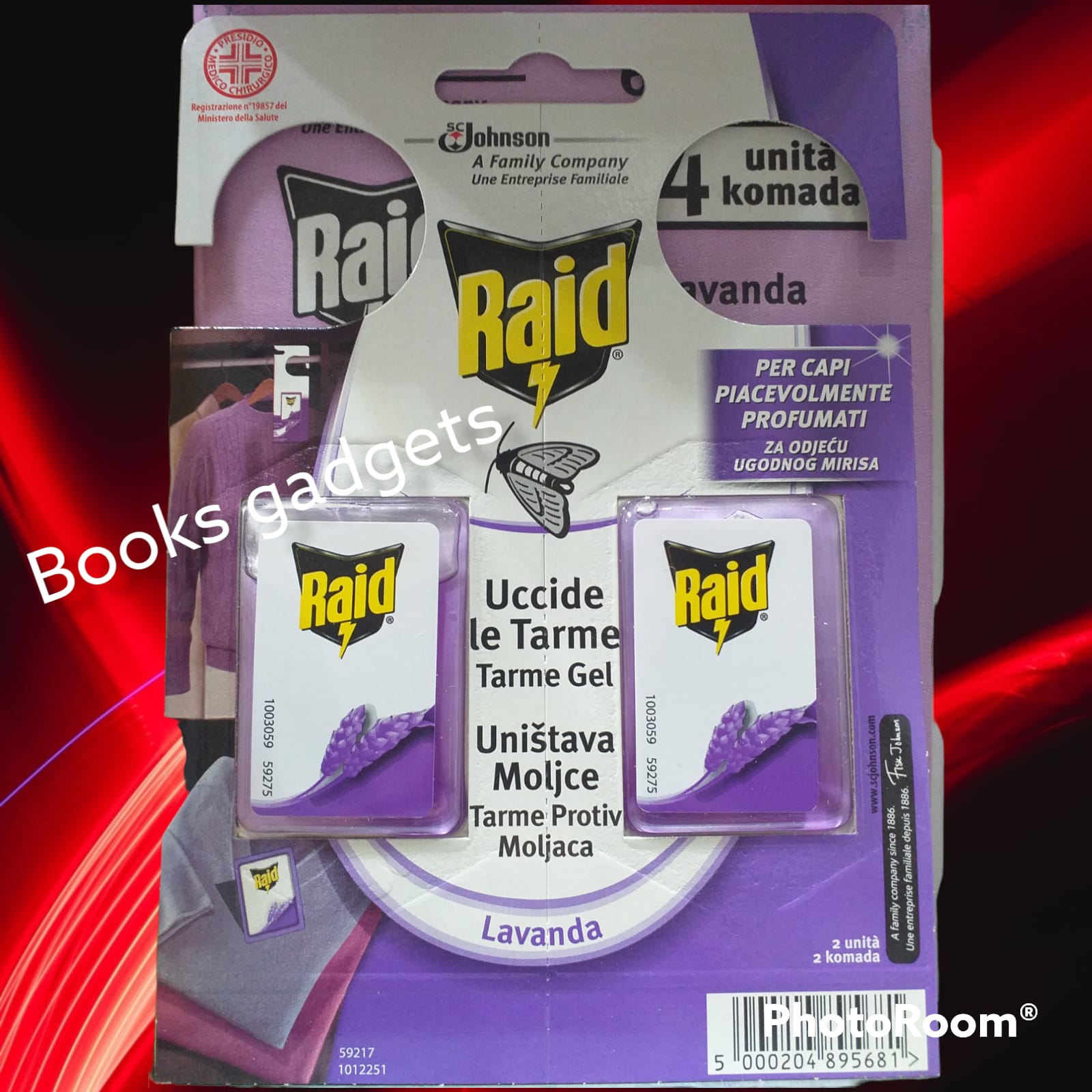 10 Conf. Raid (20 Gel Lavanda) Uccide le Tarme per Armadi e Cassetti per Capi Piacevolmente Profumati
