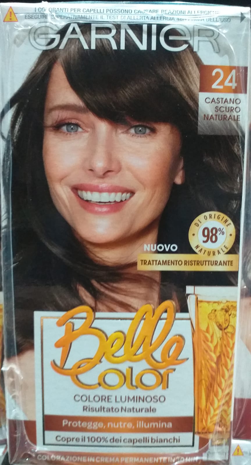 1 Conf. Garnier Belle Color N°24 Castano Scuro Naturale Tintura Capelli Trattamento Ristrutturante