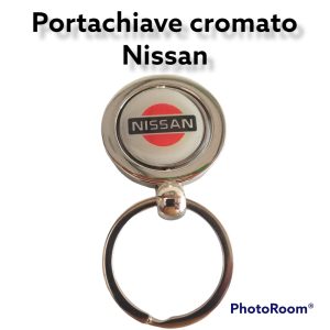 Per Nissan Portachiavi Rotondo Cromato Rotante