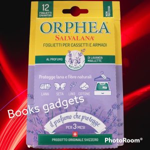 9 Conf. Orphea Salvalana (108 Foglietti ) Profumati per Cassetti Armadi Biancheria al Profumo Lavanda Maillette Protegge Lana Seta Lino Cotone