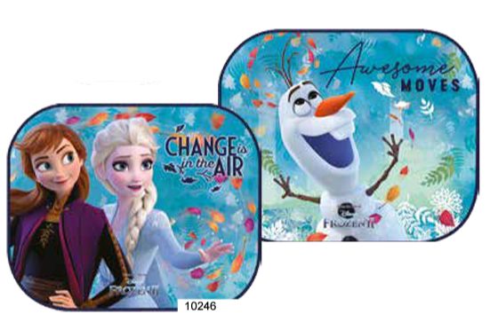 Coppia Tendine Parasole con Ventosa FROZEN 2 OLAF ANNA ELSA 44x35cm per Auto