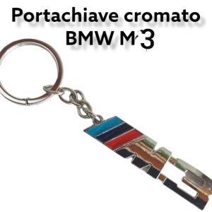 Per Bmw M3 Portachiavi Cromato con Strisce Azzurre Blu Rosse