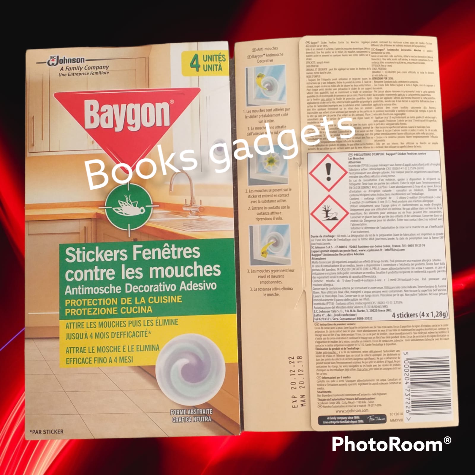 11 Conf. (44 Strisce) Baygon Striscia Antimosche Decorativo Adesivo Attrae Mosche