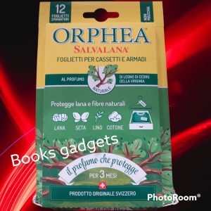 9 Conf. Orphea Salvalana (108 Foglietti ) Profumati per Cassetti Armadi Bianheria al Profumo di Legno di Cedro dell Virginia Protegge Lana Seta Lino Cotone