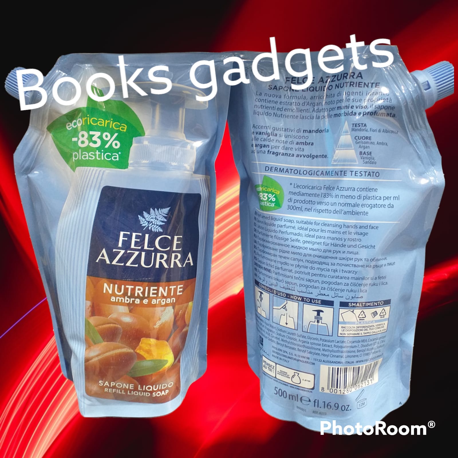 11 pezzi Felce Azzurra Ricarica Sapone Liquido Nutriente Ambra e Argan 500ml