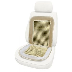 Coprisedile Schienale Singolo Anteriore Velour Beige Universale con Microrolli in Legno