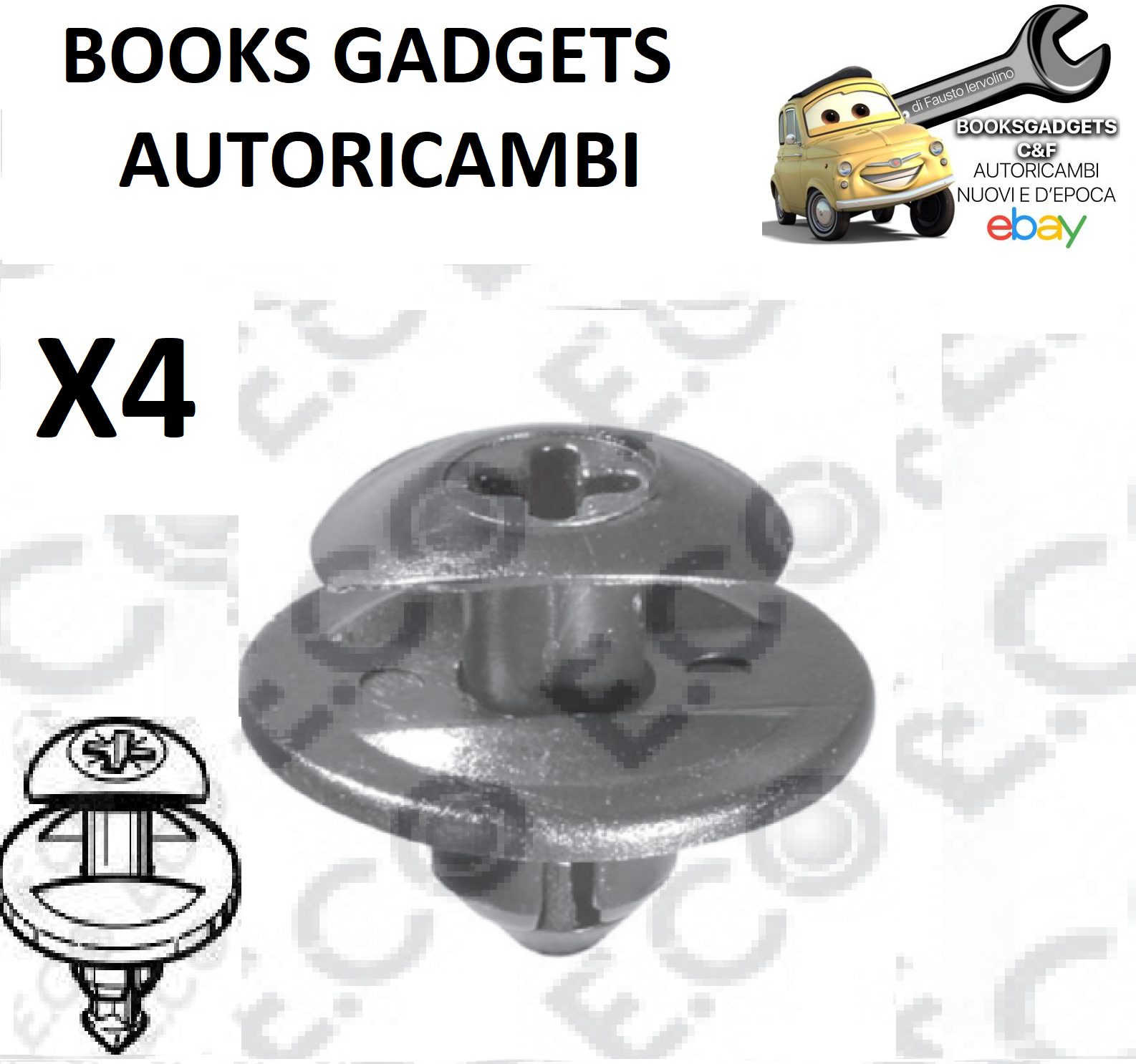 Per Ford Ka 2016>, Ecosport 2013>, B-Max 2012> Kit 4pz Rivetto in Plastica Nero per Fissaggio Locari Passaruota (Copia)