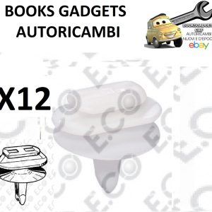 Per Renault Clio II 1998>, Megane II  Kit 12pz Graffetta Clip Bianco per Fissaggio Modanatura-Fiancata