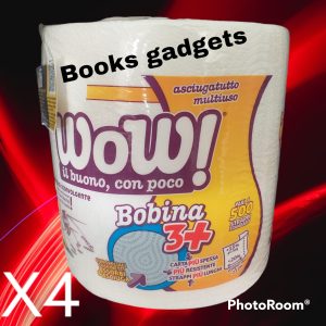 4 Rotoloni WOW Tovaglioli Bobina Asciugatutto Monorotolo 2 Veli 500 Strappi