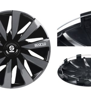 Sparco Set 4 Copricerchio 14" Universali Lazio Nero/Grigio Coppe Ruota Borchia