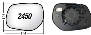 Per Infiniti Q60 dal 2013> Vetro + Piastra Dx Termico Cromato per Specchietto Retrovisore