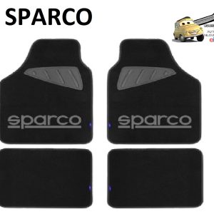 SPARCO Set 4 Tappetini Tappeti Auto in Moquette Nero/Grigio Universali