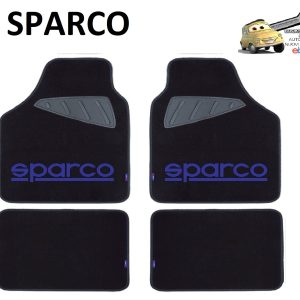 SPARCO Set 4 Tappetini Tappeti Auto in Moquette Nero/Blu Universali