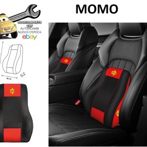MOMO Cuscino Supporto Lombare Schiena per Auto Ergon Corsa Nero/Rosso in Ecopelle