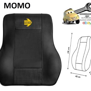 MOMO Cuscino Supporto Lombare Schiena per Auto Ergon Corsa Nero/Carbon in Ecopelle