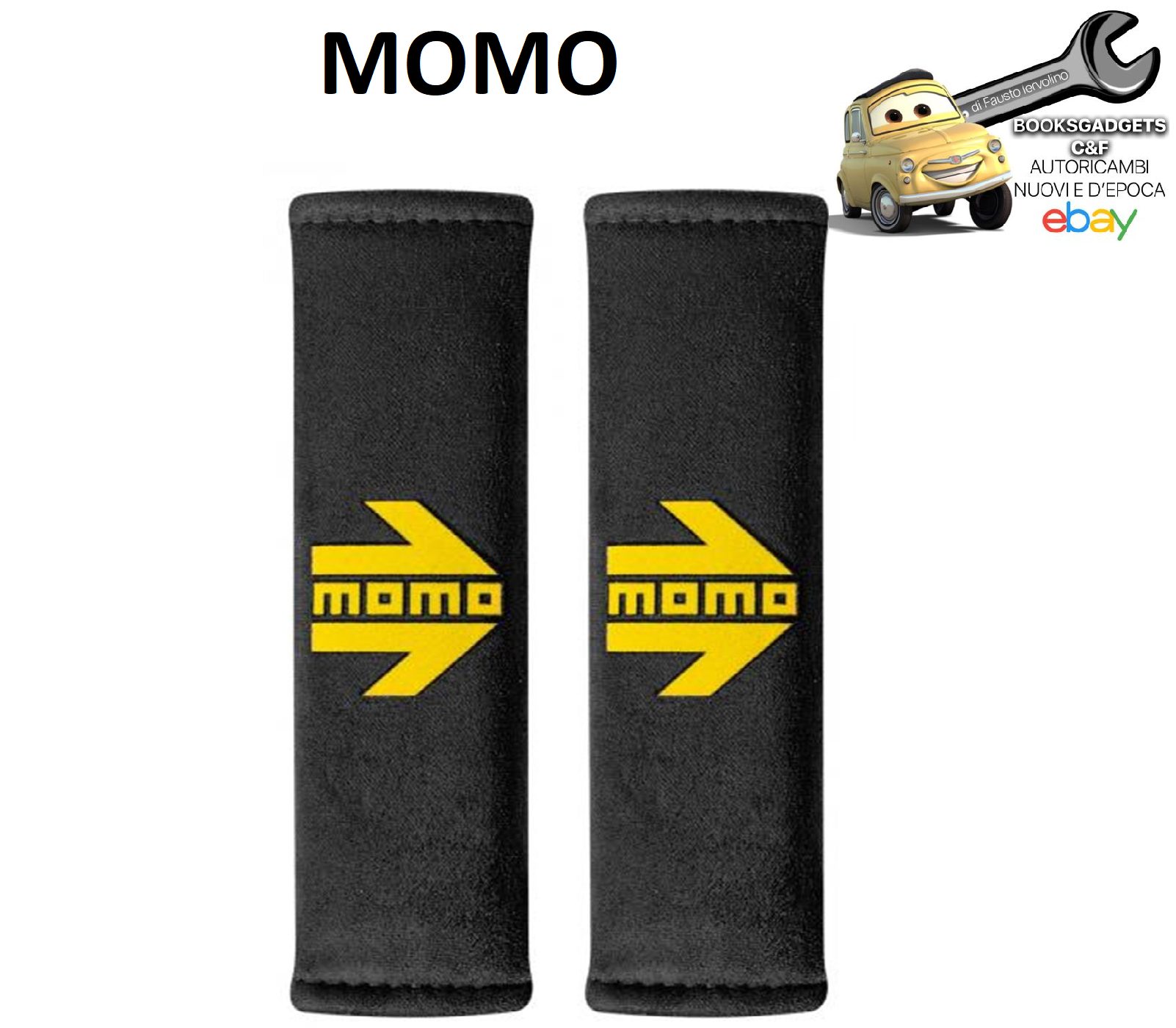 MOMO Coppia Cuscinetti per Cinture di Sicurezza Arrow per Auto Rossi con Logo Giallo (Copia)