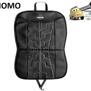 MOMO Cuscino Sedile Auto Imbottito Race in Ecopelle Nero/Grigio con Logo Bianco