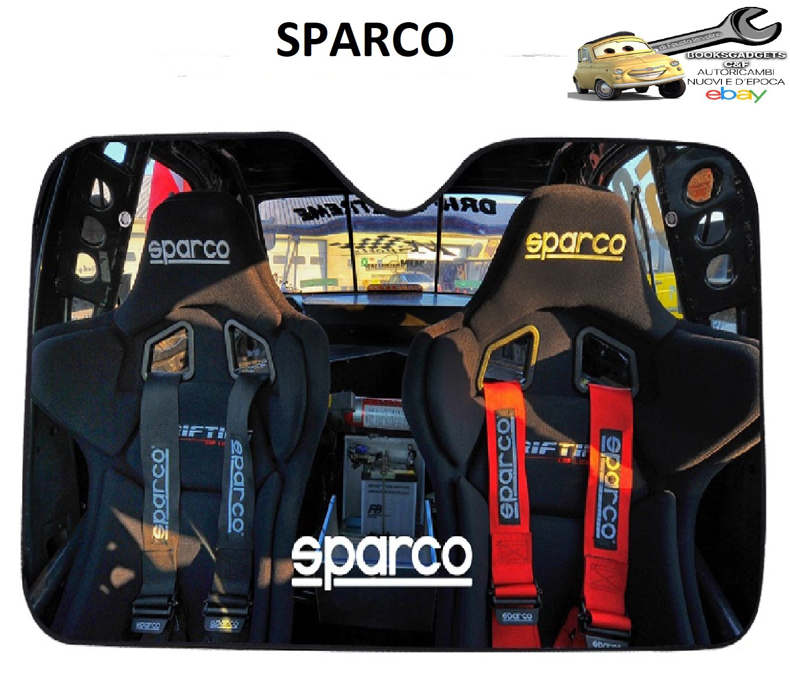 Sparco Parasole con Ventose Incluse 130x70cm in Alluminio con finitura Opaca
