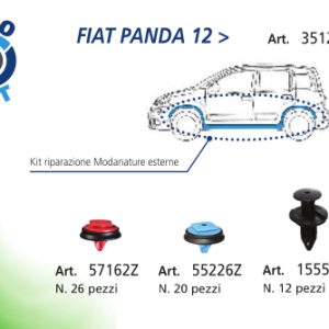Per Fiat Panda 2012> Kit 58pz Bottoni Clip per Riparazione Modanature Esterne