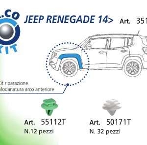 Per Jeep Renegade 2014> Kit 44pz Bottoni Clip per Riparazione Modanatura Arco Anteriore