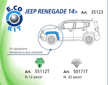 Per Jeep Renegade 2014> Kit 44pz Bottoni Clip per Riparazione Modanatura Arco Anteriore