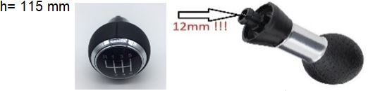 Per Audi A3 (8P) dal 2003>2011 Pomello Leva Cambio 6 Marce in Pelle H: 115mm Innesto12mm
