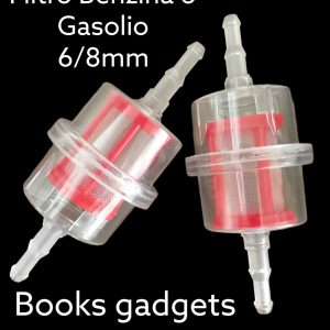 1 Filtro Trasparente Universale Benzina Gasolio Diesel Moto e Auto Diam.6/8mm