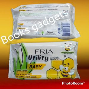 8 Confezioni (480 Salviettine) Fria Utility Baby Salviette Aloe Vera Estratto di Miele