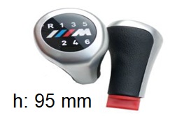 Per Bmw E90/E91/E92/E60/E61/E36/E39/E46/S1/E81/E82/E87 Pomello Pomo per Leva Cambio a 6 Marce Nero/Silver Altezza 95mm