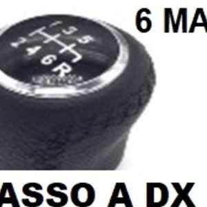Per Fiat Grande Punto / Evo  Pomello Pomo per Leva Cambio a 6 Marce Nero in Pelle (R Basso a Dx)