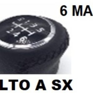 Per Fiat Grande Punto Pomello in Pelle Leva Cambio a 6 Marce Nero (con R in Alto Sx)