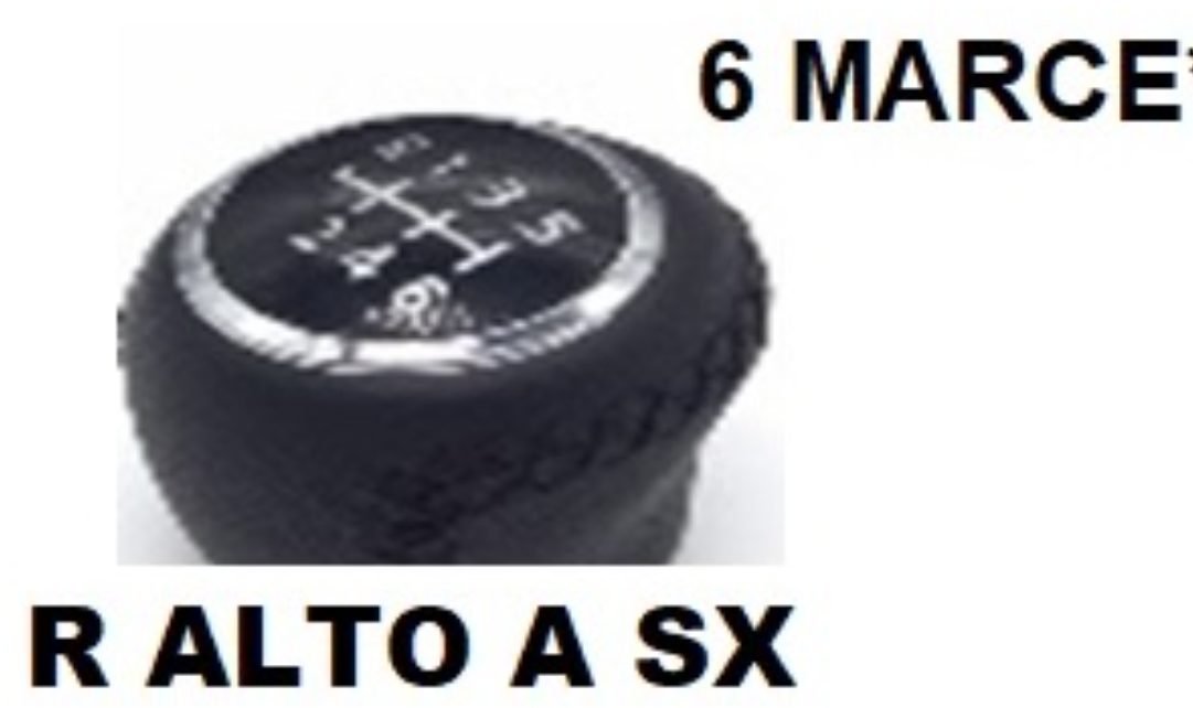 Per Fiat Grande Punto Pomello in Pelle Leva Cambio a 6 Marce Nero (con R in Alto Sx)