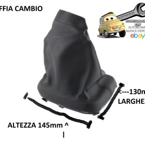 Per Renault Clio II 1998>2007 Cuffia Leva Cambio Nera (Ghiera h145mm Larg.130mm)