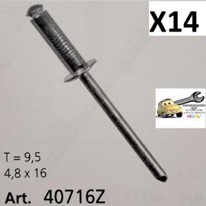 Kit 14pz Rivetto in Alluminio Anodizzato Rivestimenti e Ripari per Auto 9,5x4,8x16