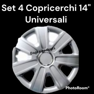Set 4 Copricerchi 14" Universali Argento Coppe Ruota Borchia Copriruota Plattò