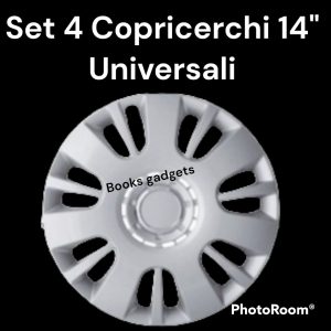 Set 4 Copricerchi 14" Universali Argento Coppe Ruota Borchia Copriruota Plattò
