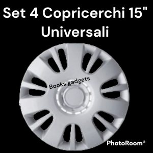 Set 4 Copricerchi 15" Universali Argento Coppe Ruota Borchia Copriruota Plattò