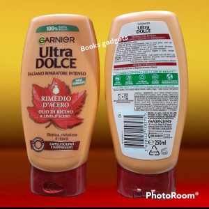 9 Flaconi Garnier Ultra Dolce Balsamo Rimedio D'acero Olio di Ricino Capelli Sciupati 250ml