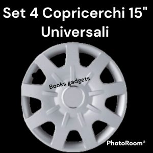 Set 4 Copricerchi 15" Universali Argento Coppe Ruota Borchia Copriruota Plattò