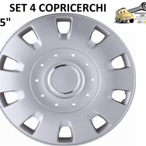Set 4 Copricerchi 15" Universali Argento Coppe Ruota Borchia Copriruota Plattò