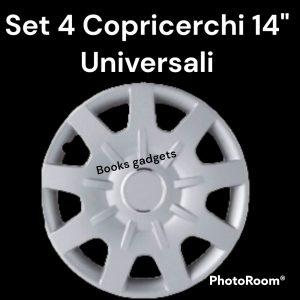 Set 4 Copricerchi 14" Universali Argento Coppe Ruota Borchia Copriruota Plattò