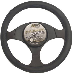 Coprivolante Mod.MED in Ecopelle Nero Cuciture Blu Atossico Anallergico Inodore Diametro 37/39