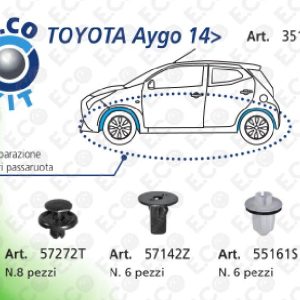 Per Toyota Aygo dal 2014 Kit 20pz Bottoni Clip per Riparazione Locari Passaruota