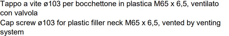 Per Iveco Eurocargo dal 2003> (con Bocch.Ø65 p.6,5 plastica) Tappo Serbatoio Carburante a Vite - immagine 2