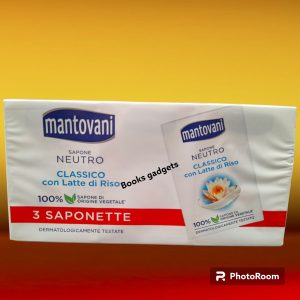 9 Conf. (27 Saponette) Mantovani Classico Neutro Latte di Riso Pietra di Sapone