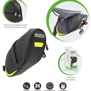 SPARCO Borsa per Sottosella Bici Impermeabile Capiente con 3 punti di Fissaggio