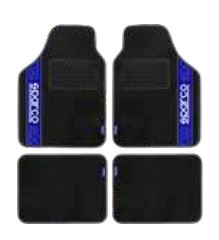 SPARCO Set 4 Tappetini Tappeti Auto in Moquette Blu/Nero con Battitacco Universali