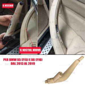 Per Bmw X5 (F15) dal 2014-2018 Impugnatura Porta Anteriore o Posteriore Dx parte interna Beige (Senza Copertura)